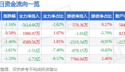 股票行情快报:兴森科技(002436)9月30日主力资金净卖出5614.66万元