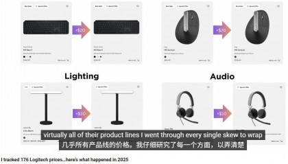 罗技产品在美国悄悄涨价，最高涨幅达 25%