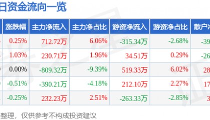 股票行情快报：大众公用（600635）7月3日主力资金净买入712.72万元