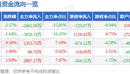 股票行情快报：罗牛山（000735）6月19日主力资金净卖出2065.58万元